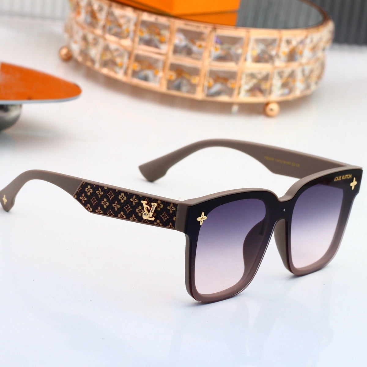 Oversized Sunglasses with Monogram Temples 4037