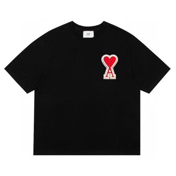 Solid color love short sleeve T-shirt