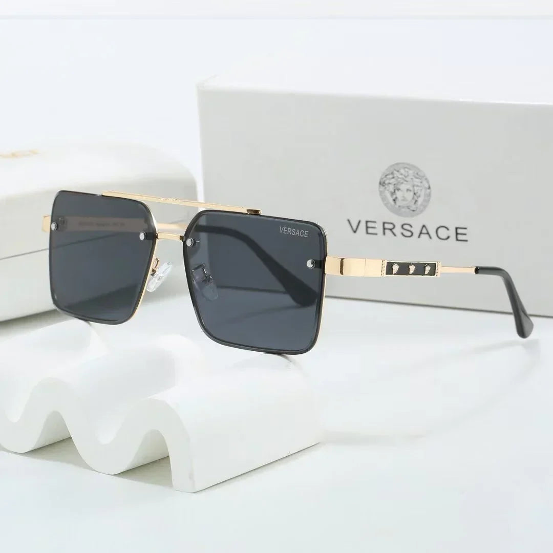 Gradient two-tone metal square sunglasses