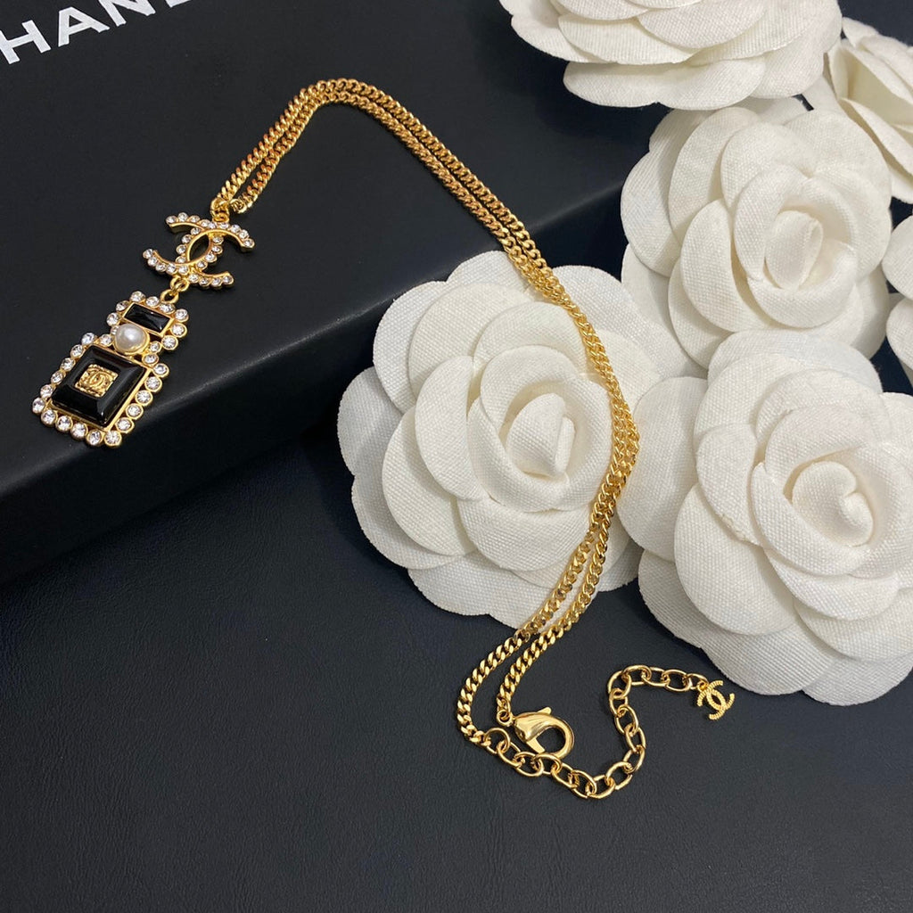 Diamond Perfume Bottle Necklace
