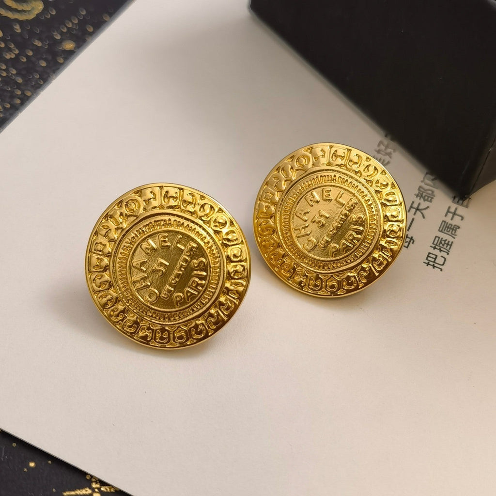 Vintage Round Embossed Earrings