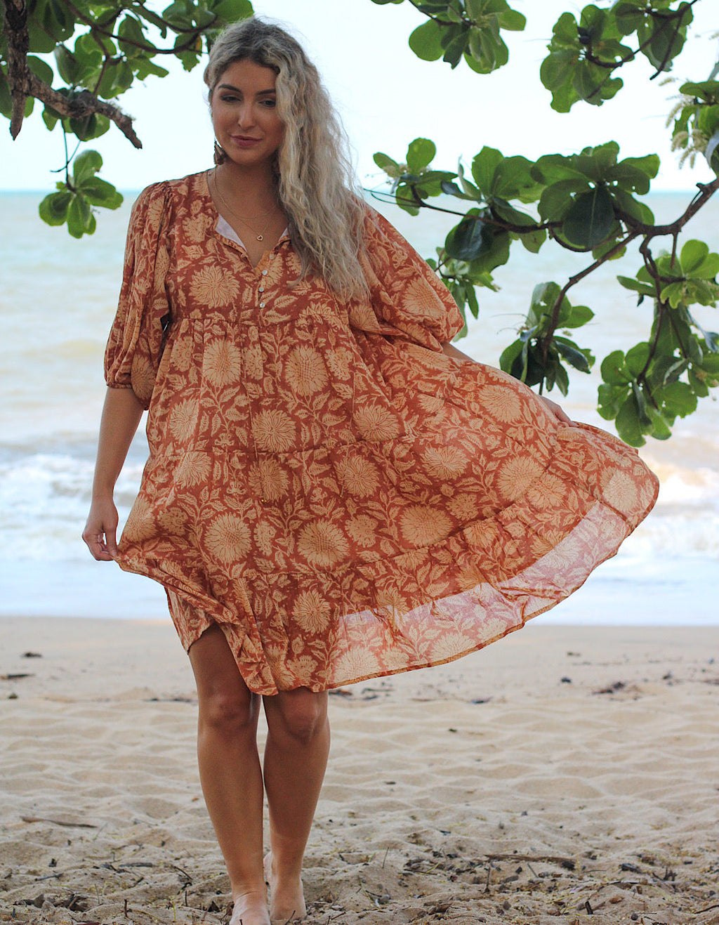 Neera Short Dress in Masala - Lined