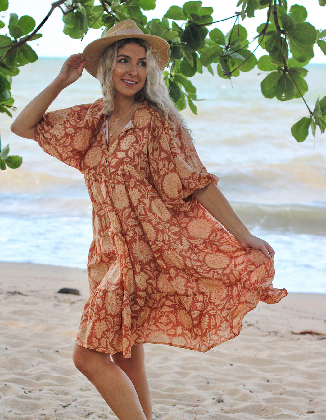 Neera Short Dress in Masala - Lined