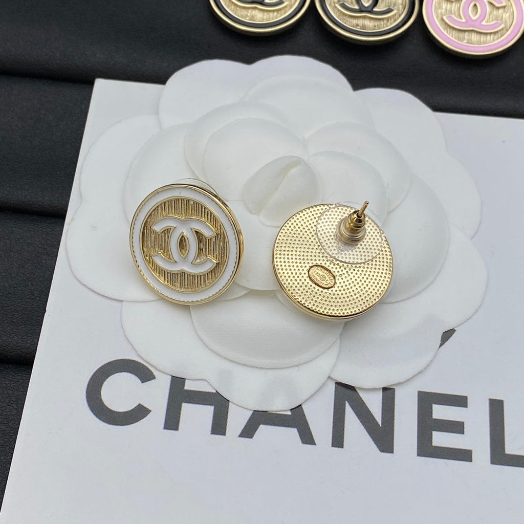 Vintage Round Logo Metal Earrings